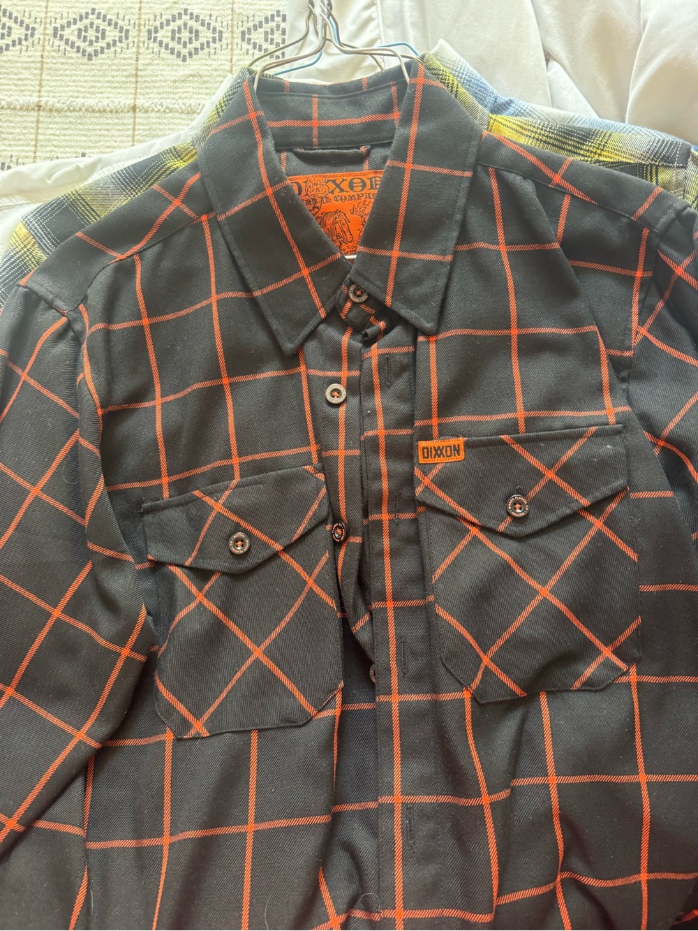 DIXXON Black Shirt with Orange Windowpane Check
